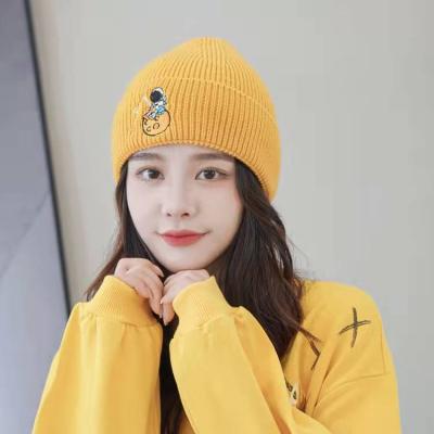 China JOINT Custom Logo Lady Winter Hat Winter Warm Cute Embroidery Knit Beanie for sale