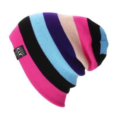 China High Quality Custom Character Rainbow Stripes Pattern Beanies Hats Winter Hat Colorful Cute Colorful Wholesale for sale