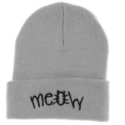 China Acrylic Character Winter Knitted Hat Beanies With Custom Embroidery Cute Cat Skullcap for sale