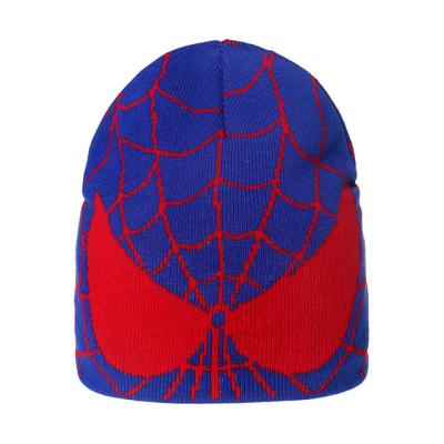 China Popular Cartoon Decoration Man Character Kids Spider Yarn Jacquard Spider Yarn Jacquard Acrylic Winter Hats Popular Beanie Cap for sale