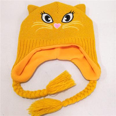 China Winter COMMON Cute Embroidery Logo Kid Animal Beanie Hat With Fleece Lining for sale