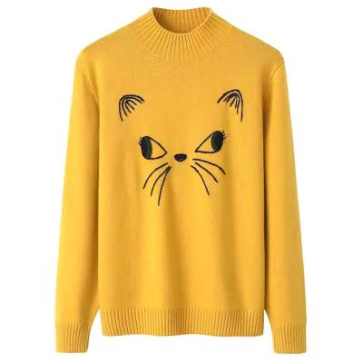 China Wholesale Custom Woman Cute Cat Wool Breathable Knit Sweater for sale