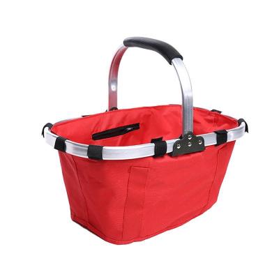 China Factory price cheap collapsible collapsible packing picnic basket lightweight foldable aluminum fabric picnic basket for sale