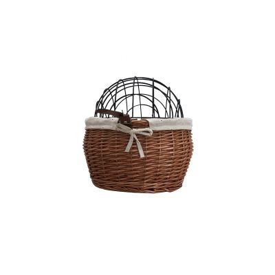 China Vintage Bicycle Basket Storage Cheap Hand Made Weaving Bicycle Front Basket For Dogs for sale