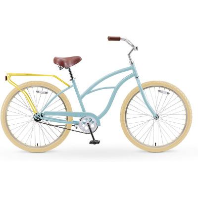 China Hot Custom Steel Single Speed ​​26 Inch Beach Cruiser Bicycle With Alloy Bicycle Rack for sale