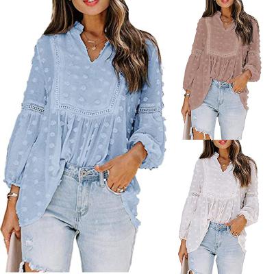 China OEM / ODM Breathable Wholesale Long Sleeve Ribbed Button Plaid Women Blouses Shirts for sale