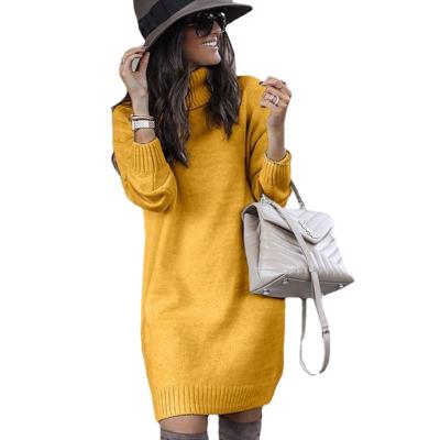 China 2021 European American Women Sweater Turtle Neck Breathable Mid Length Top Knit Sweater Coat for sale