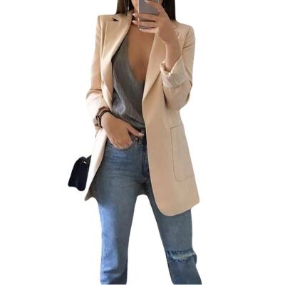 China 2021 Fashion Lapel Slim Fit Cardigan Solid Color Breathable Casual Suit Jacket Women for sale