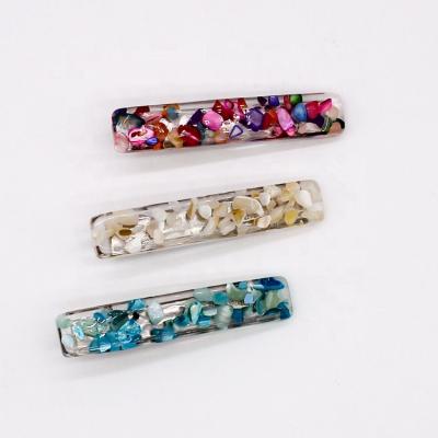 China Hair Accessories Shapes Colorful Stone Clips For Hair Resin High Quality Hair Clips And Pins for sale