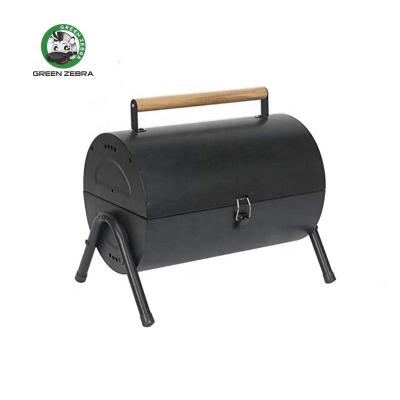 China Easily Assembled Boat Shape Outdoor Portable Heavy Duty Barrel Smoker BBQ Table Stove with Black 4 Legs Camping Party Charcoal BBQ Grill for sale