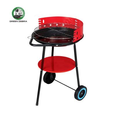 China Easily Assembled Portable Height Adjustable Stove With 3 Legs And Wheels Outdoor No Cover Patio Smoker Charcoal BBQ Grill for sale