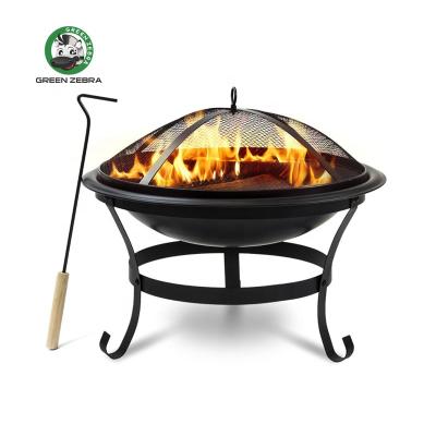 China 21 Inch Round Outdoor Heater With 4 Leg Metal Iron Fire Pit Basket Outdoor Wood Burner Portable Garden Fire Pit Sales for sale