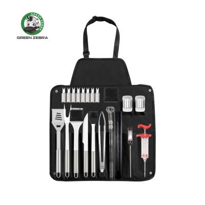 China 26 PCS BBQ Grill Accessories Easily Cleaned Outdoor Portable BBQ Tool Combination Sets With Aluminum Case Stainless Steel BBQ Tool Kit for sale