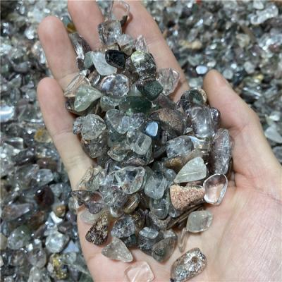 China Europe crystal craftsa polished natural green ghost gravel stone for decoration for sale