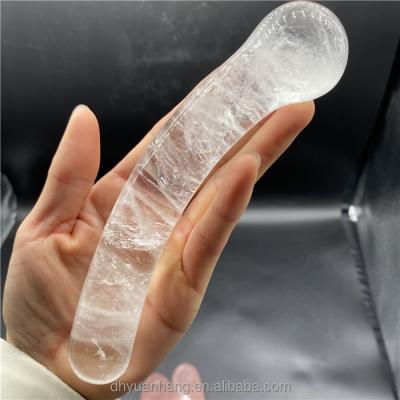 China Europe natural clear bulb magic wands yoni crystal therapy quartz crystal dildo curved magic wands for women for sale