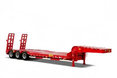 China CIMC 3 Axle LowBed Semi Trailer Truck Trailer Equipment Transport Hydraulic Lifting Low Boy Trailer FUWA Axle Heavy Dut for sale