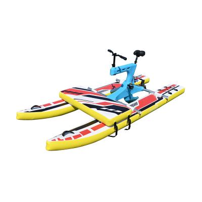 China PVC Wholesale China Supplier PVC Water Bike Pedal Pontoons Inflatable Floating Water Bicycle for 1 Person for sale