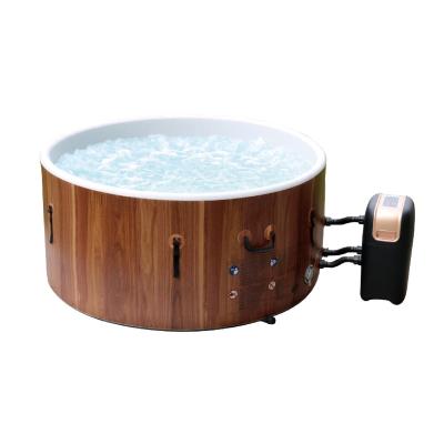 China Dropstitch New developed Custom Round Dropstitch Hottub Inflatable Wood Hot Tub Spa Pool for 4-6 People for sale