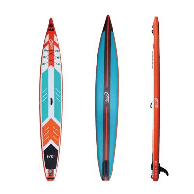 China Men PVC Customized Logo Inflatable Racing Sup Paddle Board ISUP Stand up Surfboard for Race for sale