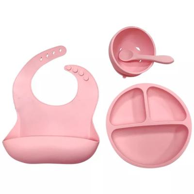 China Silicon OEM Silicone Suction Kid Baby Feeding Bowl With Spoon Child Toddler Baby Divided Dish for sale