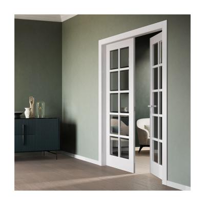 China Modern White Frosted Window Glass Bifold Door, Interior Fancy French Door for sale