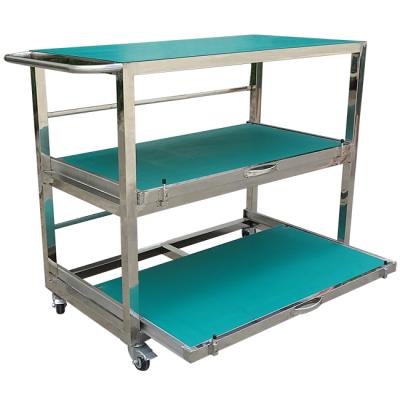 China High Quality Convenience ESD SMT Coil Storage Carts Double Layer SUS Trolley Warehouse Storage Rack Kitchen Food Grade Worktable for sale