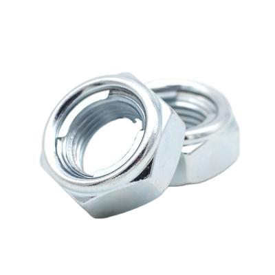 China Heavy Industry Hot Sale M8 White Zinc Carbon Steel StainlessSteel 301 Self Locking Nut for sale