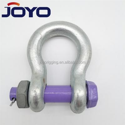 China Heavy Industry Drop Forged Purple Coated Anchor Shackle G2130 Marine Rigging Safety Pin Bolt Type , US Type Shackle for sale