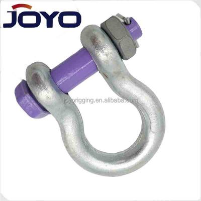 China Purple G2130/bule coated or GALV type heavy industry high strength forged marine rigging bolt. safety pin anchor shackler for sale