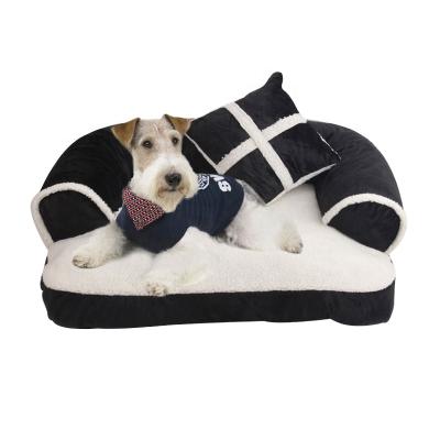 China CLASSICS Dog Sofa Warm Comfortable Winter Luxury Pet Bed With Detachable Pillow Wash Pet Sofa Buckle Luxury Pet Sofa for sale