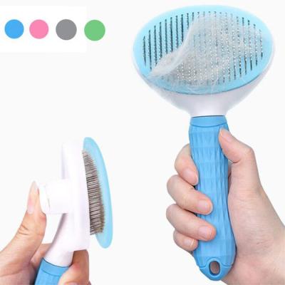 China Stainless Steel Dog Hair Removal Comb Grooming Sweep Stainless Steel Cats Combs Brushes Non-Slip Automatic for Dogs Cats Stabilized Feeds for sale