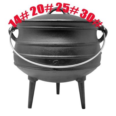 China Sustainable Large Cast Iron Potjie Pot 14# 20# 25# Size for sale