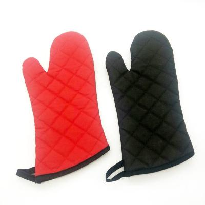 China Knit Heat Resistance Cotton Canvas BBQ Grill Oven Mitt Promotional Set for sale