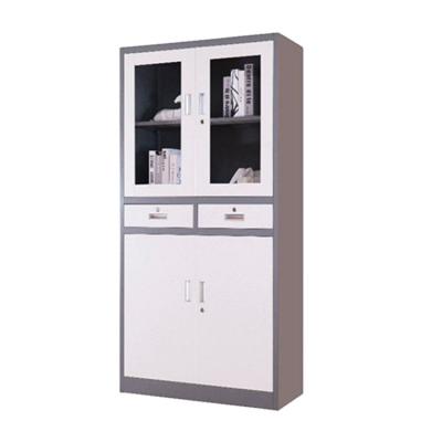 China Wholesale Adjustable Swing Office Furniture 2 Door (Height) Iron Straw Glass Storage Cabinet for sale