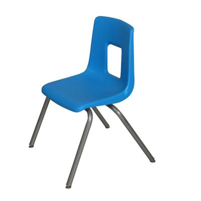 China Modern Large Size Plastic Blue Student Chair With Foot Pad PP Level Adjustable Chair for sale