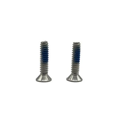 China Stainless Steel Flat Countersunk Head Machine Screw With Patch DIN965 Nylon Cross Recessed Flat Head Screw for sale