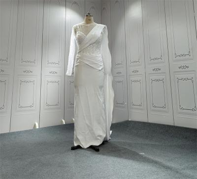 China Dry Cleaning Fashion Women Wedding Maxi Dresses Elegant Short Slim Wedding Dress With Shawl for sale