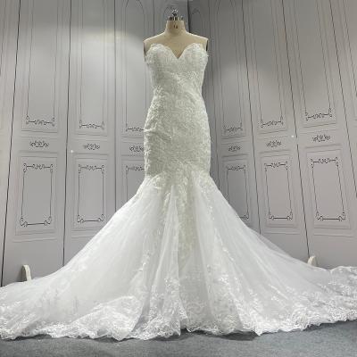 China Dry Cleaning Polyester Dress High Quality Woman Sleeveless Wholesale Bridal Gown Bride White Lace Wedding Gowns With Detachable Sleeves for sale