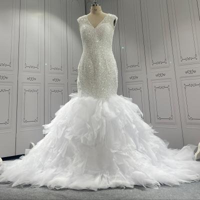 China Dry Cleaning Woman  Lady Elegant Bridal Long  Ruffle Train Sweetheart Wedding Gown 2023 Bride Wedding Dress Wholesale Fashion for sale