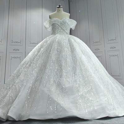 China Dry Cleaning Wedding Wholesale Nice New Floral Pearl Beaded Saudi Arabia Plus Size Off Shoulder Bridal Dress for sale