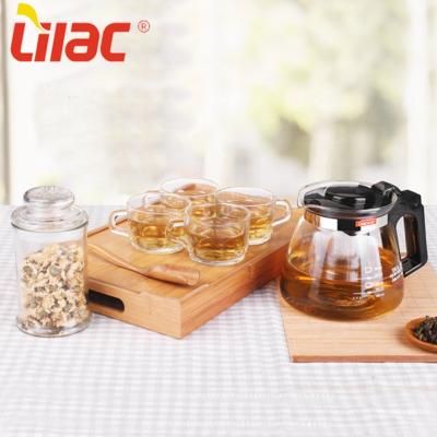 China Viable Lilac German Quality 1100ml+160ml*4 Chinese Glass Gong Fu Teapot Novelty Coffee Teapot And Cup Set for sale