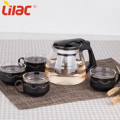 China Viable Quality 900ml+150ml*4 Lilac German Chinese Kung Fu Tea Cup Pot Glass Teapot Traditional Manual Glass Tea Set for sale