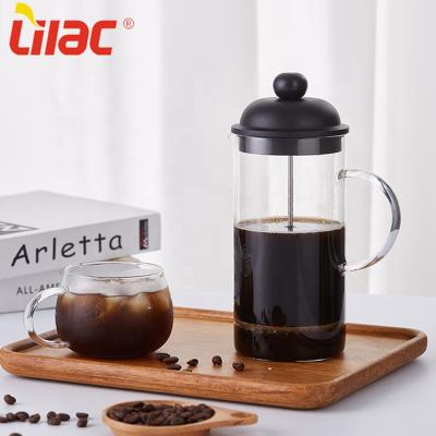 China Viable German Quality 0.6L/0.8L/1L Lilac Coffee Plunger Filter System Custom Colors Logo Coffee Maker Borosilicate Glass French Press for sale