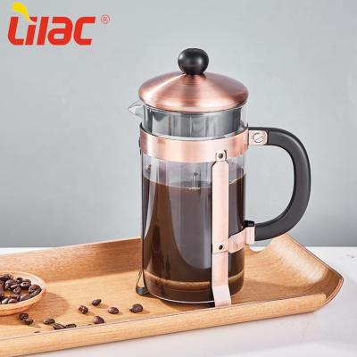 China Quality 0.6/0.8/1L Amazon BPA Espresso Coffee Tea Maker Pyrex Glass Eco-Friendly French Press Sustainable Borosilicate German Lilac for sale