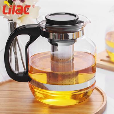 China Sustainable Quality 2.6l/2.2l/1.8l German Lilac Household Heavy Duty Glass Teapot For Home And Office for sale