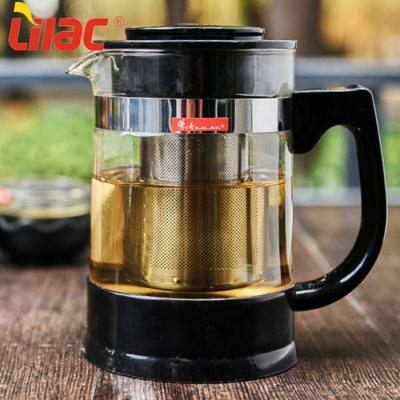 China Large Capacity 950ml Household Quality Chinese Teapot Viable German Lilac Black Stainless Steel Glass Strainer for sale