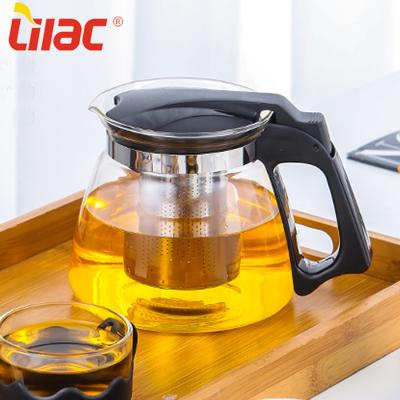 China Sustainable Quality 900ml 1100ML 1500ML German Lilac Household Heavy Duty Glass Teapot For Home And Office for sale