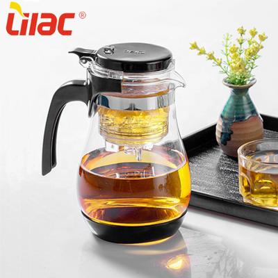 China Factory Price Quality 600ml/800ml Clear German Lilac Stainless Steel Infuser Viable Glass Teapot for sale