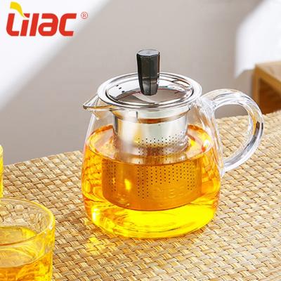 China Viable Quality 550ml German Lilac English Breakfast Teapot High Grade Transparent Glass Teapot / Afternoon Flower for sale