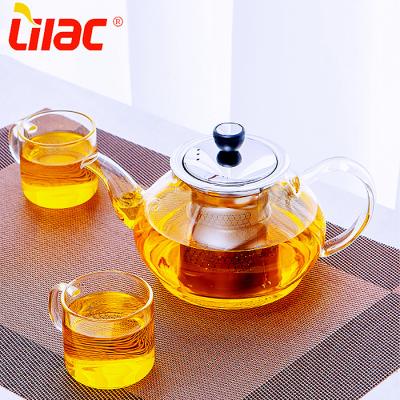 China Sustainable Quality 300ml 500ml 700ml Capacity Lilac German European Thickened Glass Cooking Teapot for sale